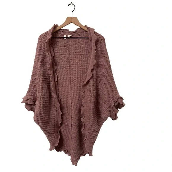 Anthropologie Moth Dusty Rose Knit open sweater Oversized Med. NWOT - Picture 4 of 8